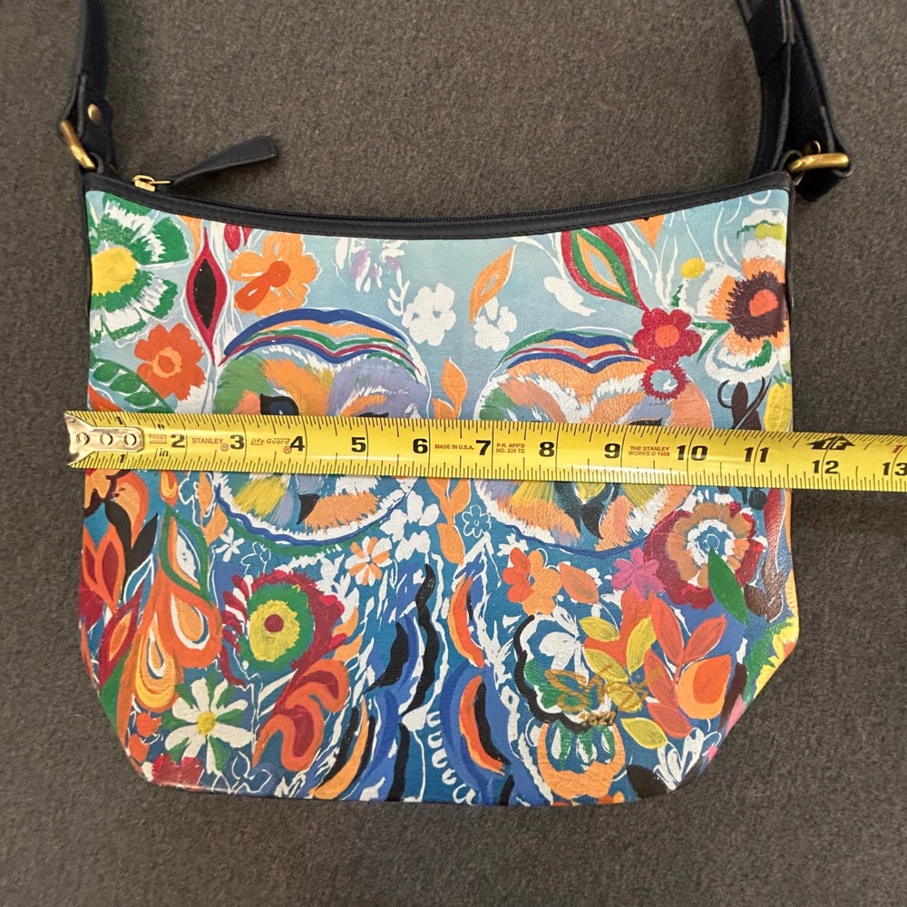 Artistic Expressions by Sharif Hand Painted Leather Owl Crossbody Bag Boho - Picture 15 of 16